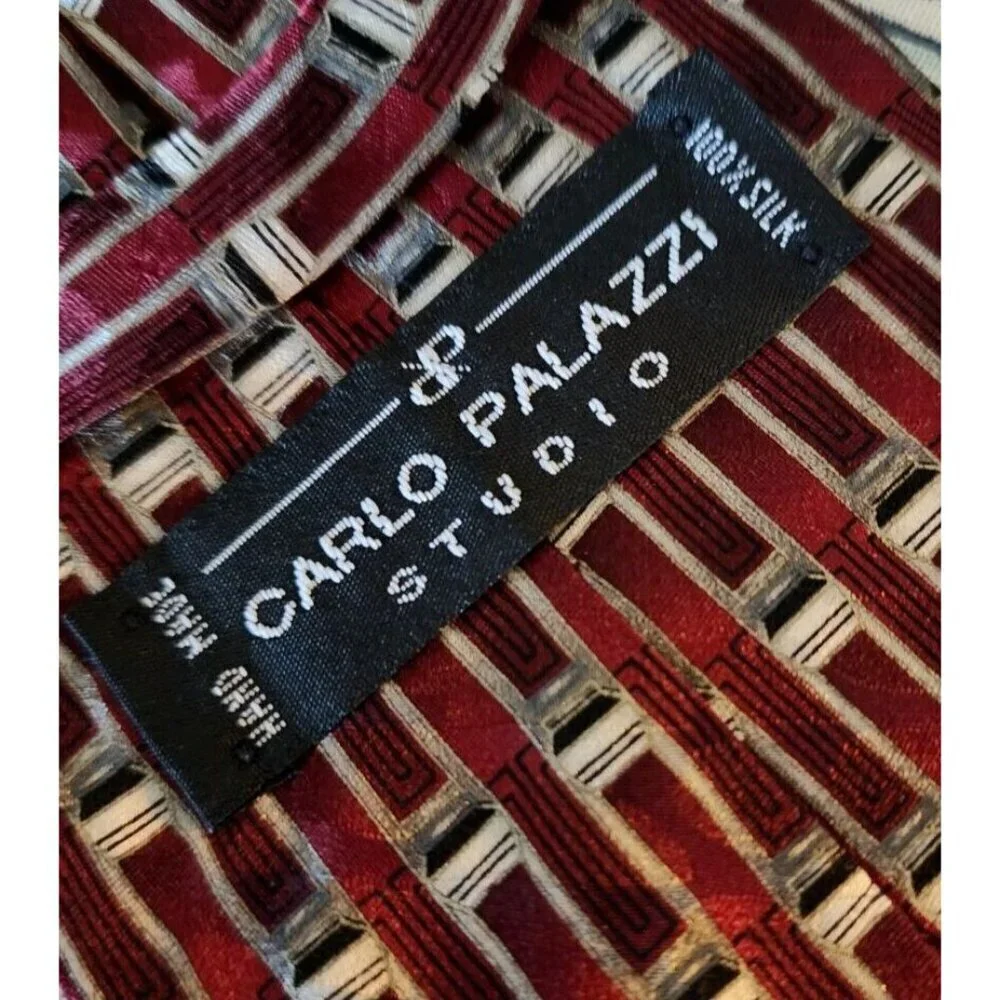 Carlo Palazzi Silk Geometric Abstract Tie Hand Made in Italy 3.5